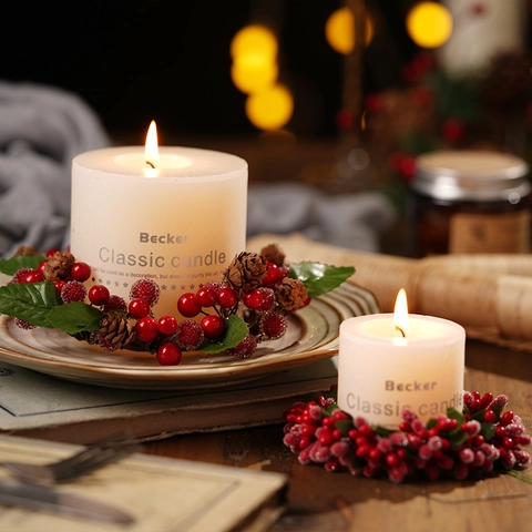 Weihnachts Kerzenkranz Tannenzapfen Rote Beeren Blattwerk Deko Feiertag Tischdeko Handgefertigt Wohnkultur
