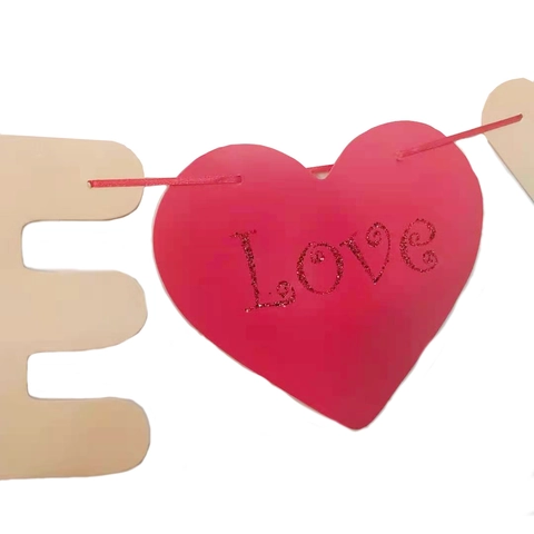 Ghirlanda Di Cuori Banner Carta I Love You Per San Valentino Matrimonio Proposta Decorazioni Festa Romantica