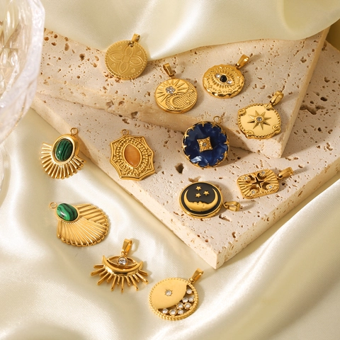 Roestvrijstalen Hangers Charms DIY Sieraden Accessoires Maan Ster Zon Oog Ontwerp Verguld Vintage Voor Ketting Maken