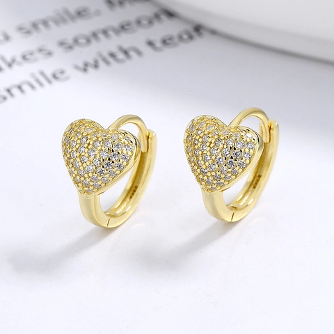 Orecchini A Cerchio Cuore In Argento Sterling 925 Pavé Zirconia Gioielli Di Moda Stile Ins Per Donne
