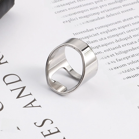 Anillo Abridor De Botellas Acero Inoxidable 316L Funcional Cool Punk Joyería De Dedo Para Hombres Mujeres Urbano