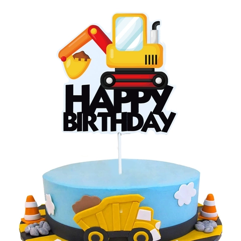 Decorazioni Per Feste Di Compleanno Con Escavatore Edile Striscione Di Carta Topper Per Torte Occhiali Per Bambini Ragazzi