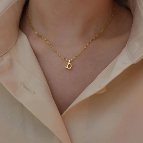Minimalist Stainless Steel Lowercase Alphabet Initial Pendant Necklace For Women Gold Silver Electroplated Daily Jewelry