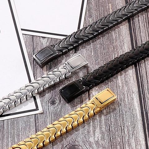 Bracciale Da Uomo Acciaio Inossidabile 316L Titanio Sabbiato Spazzolato Catena Intrecciata Stile Punk Gioielli
