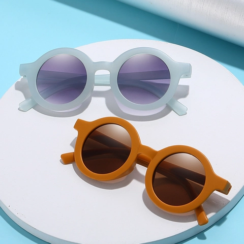 Kinder Runde Sonnenbrille Matt Kunststoffrahmen PC Gläser UV Schutz Vintage Retro Bunte Brillen Für Kleinkinder Jungen Mädchen