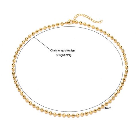 Minimalist Round Bead Ball Chain Necklace Copper Polished Clavicle Link For Women Adjustable