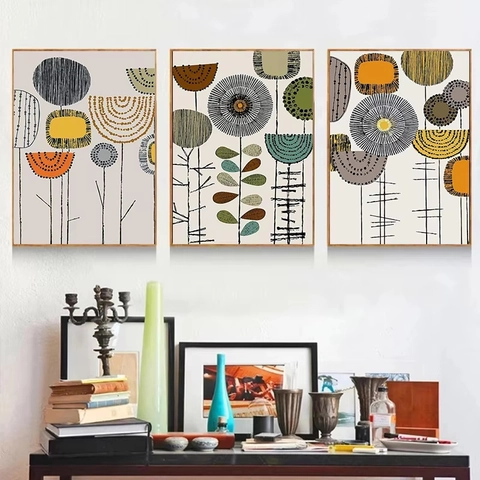 Abstract Plant Leaf Nordic Canvas Wall Art Frameless Modern Geometric Painting Prints For Living Room Home Bedroom Decor