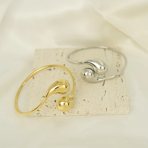 Boucles D'oreilles Goutte D'eau Minimalistes Acier Inoxydable Plaqué Or 18K Poli Miroir Bijoux Unisexes