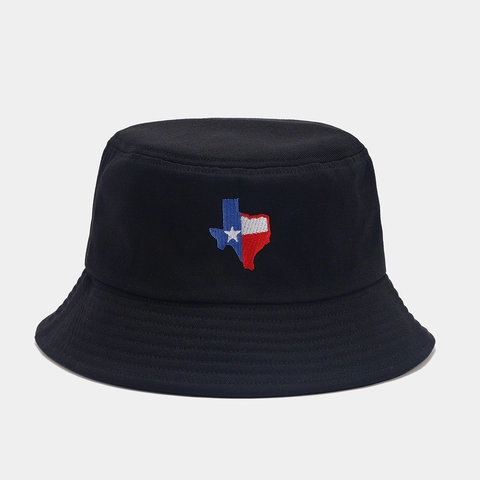 Cappello A Secchiello Ricamo Mappa Bandiera Texas Cotone Protezione Solare Aperto Estate Pescatore Per Uomo Donna Casual