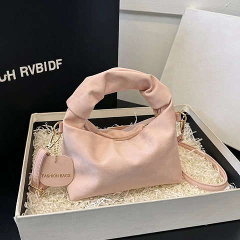 Sac À Épaule Plissé Croissant Pour Femmes Poignée Nouée Cuir PU Chic Niche Sac À Bandoulière Élégant
