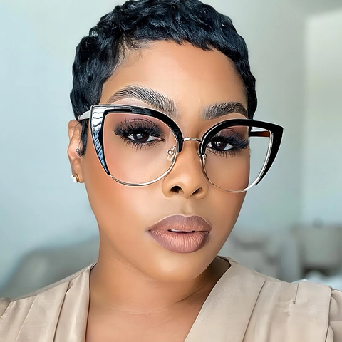 Cat Eye Glasses PC Metal Frame Blue Light Blocking Fashion Elegant Vintage Eyewear Women Anti Eye Strain Accessory