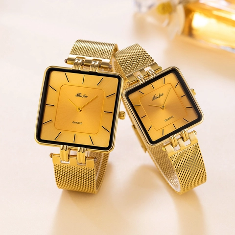 Lussuoso Orologio da Polso al Quarzo da Uomo Minimalista Quadrato Acciaio Inossidabile Cinturino a Maglia Impermeabile Moda Casual