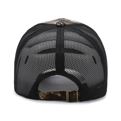 Camouflage Mesh Baseball Cap Jungle Leaf Breathable Outdoor Sun Protection Adjustable Trucker Hat Polyester For Men Women