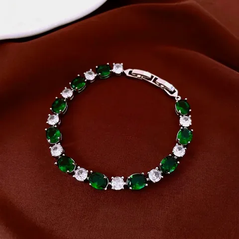 Gioielli Fiocco Rame Zircone Verde Smeraldo Palazzo Asimmetrico Nappina Collana Bracciale Orecchini Perno In Argento