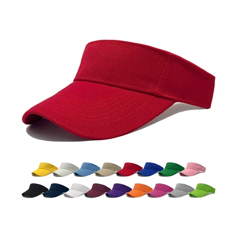 Chapeau Visière Solaire Réglable Coton Sergé Respirant Sport De Plein Air Course Tennis Golf Unisexe Uni