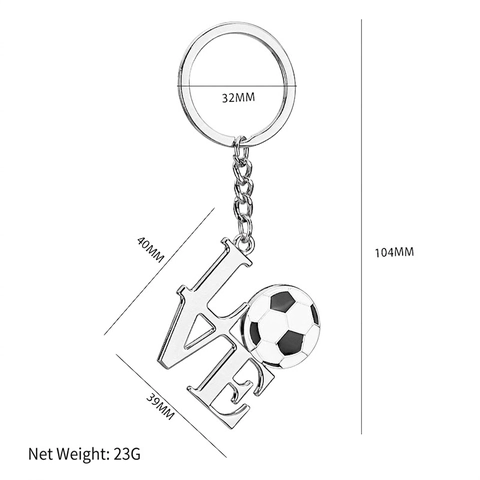 Soccer Football Keychain Metal Zinc Alloy LOVE Letter Shoe Sports Theme Keyring Souvenir Fans Gift