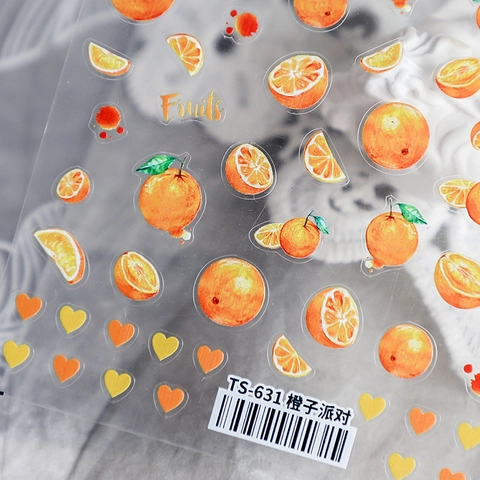 Nail Art Stickers Ultra Thin Self Adhesive Fruit Strawberry Orange Pattern Transparent DIY Manicure Decoration For Women