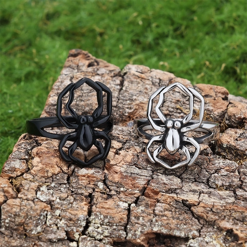 Anello Ragno Gotico Acciaio Inossidabile 316L Gioielli Punk Animale Per Festa Halloween Unisex Accessorio Di Tendenza