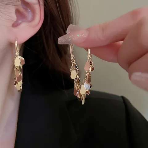 Sequin Tassel Dangle Ohrringe Metallic Tropfen Vergoldet Elegant Luxus Schmuck Für Frauen Mit Silver Earring Post