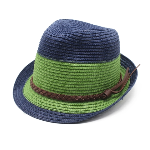 Chapeau Panama En Paille Été Plage Protection Solaire Large Bord Design Bicolore Bande En Cuir Tressé Style Jazz Hommes Femmes