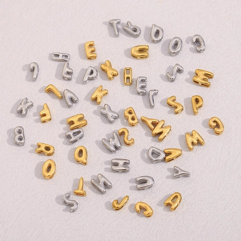 Buchstaben Anhänger Halskette Edelstahl 18K Vergoldet Hohl Initial Alphabet 3D Bubble Stil Schmuck Für Damen