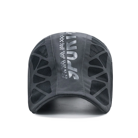 Gorra Plana Hombre Malla Transpirable Secado Rápido Protección Solar SPORT Letra Gorra Newsboy Ajustable
