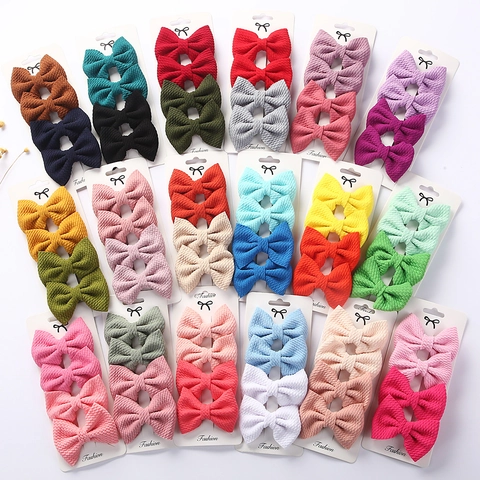 Bow Hair Clips Toddler Baby Girls Kids Textured Polyester Fabric Handmade Princess Style Hairpins Headwear