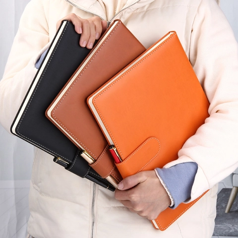 Business Notizbuch Groß A4 PU Leder Verdickt Professionelles Meeting Tagebuch Journal Magnetverschluss Stifthalter Design