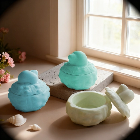Round Conch Storage Box Silicone Mold DIY Textured Resin Casting Jar Gypsum Candle Cup Crafts