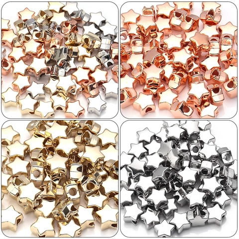 Cuentas Espaciadoras De Plástico CCB En Forma De Estrella Acabado Metálico Galvanizado Para Hacer Joyas Bricolaje Pulseras