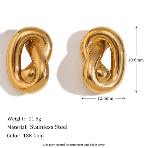 Knoten Ohrstecker Edelstahl 18K Vergoldet Herz Detail Minimalistisch Twist Schicker Schmuck Für Damen