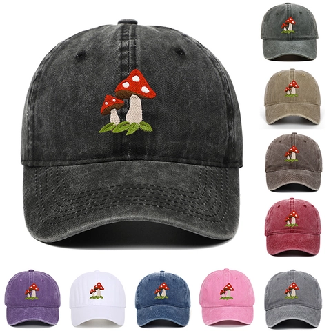 Cappellino Da Baseball Vintage In Cotone Lavato Con Ricamo A Fungo Cappello Da Sole Regolabile Per Donna E Uomo