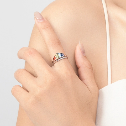925 Sterlingsilber Regenbogen Zirkonia Krone Ring Für Damen Bunt Eingelegt Verstellbarer Offener Fingerring Ins Mode Schmuck Geschenk