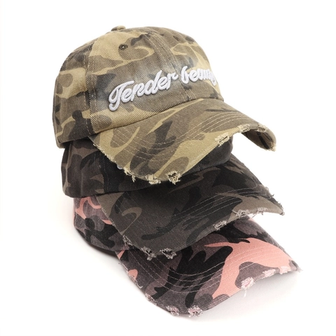 Cappello Da Baseball Mimetico Vintage Cotone Lavato Distressed Ricamo Lettere 3D Protezione Solare Unisex