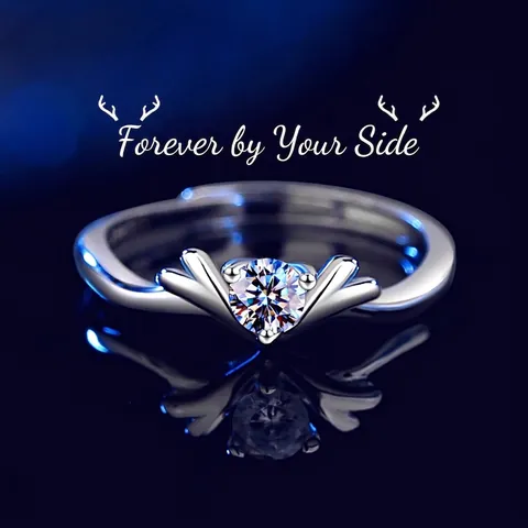 925 Sterling Silver Deer Antler Adjustable Open Ring For Women Minimalist Zirconia Inlaid Jewelry Creative Birthday Gift