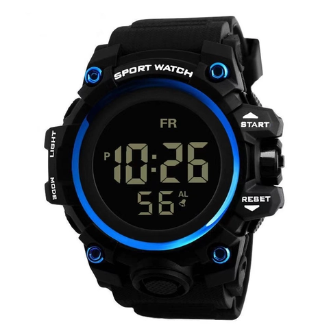 Digital Sports Watch Resin Case Silicone Strap Waterproof LED Backlight Alarm Stopwatch Multi Functional Outdoor For Men