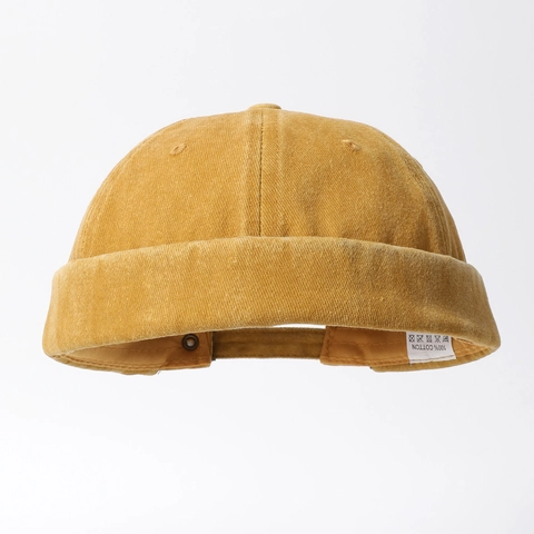 Cappello Docker Senza Tesa Cotone Lavato Velluto A Coste Retro Hip-Hop Regolabile Colore Solido Miki Hat Uomo Donna