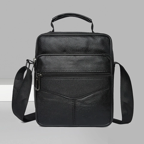 Borsa A Tracolla Da Uomo In Pelle Di Vacchetta Business Casual Texture Litchi Multitasche Borsa A Mano Grande Capacità