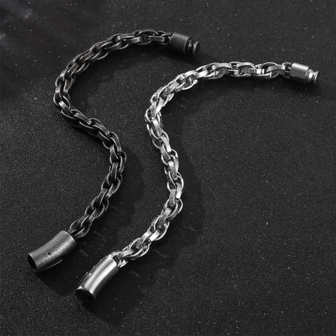 Vintage Edelstahl Geflochtenes Twist Kette Armband Für Herren Distressed Gothic Geschnitztes Muster Schmuck