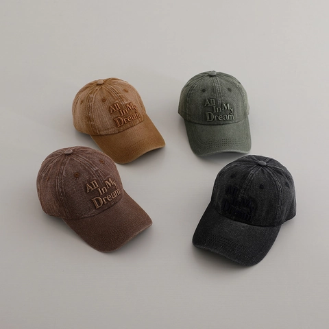 Berretto Da Baseball Per Bambini Cotone Lavato Denim Retro Consumato Lettera Ricamata Cappello Da Sole Per Ragazzi Ragazze