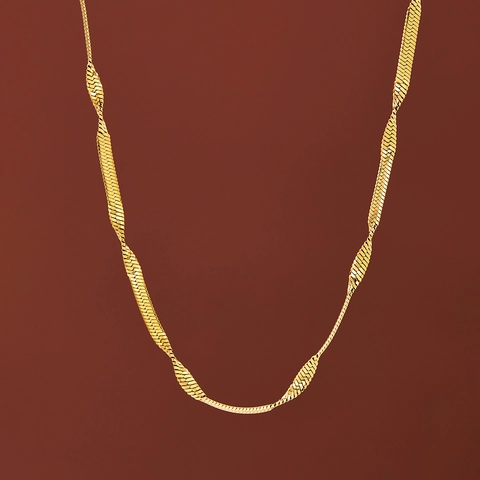 Twisted Blade Herringbone Chain Necklace And Bracelet Minimalist Titanium Steel Jewelry Elegant Flat Serpent Link