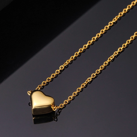 Bracciale con Ciondolo a Cuore in Acciaio Inossidabile 304 Minimalista per Donna Uomo Lucidato Placcato Oro 18K Catena Regolabile
