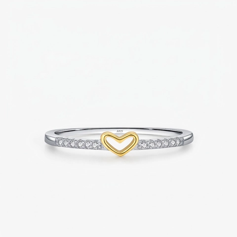925 Sterling Silber Ring Damen Herz Unendlichkeit Form Pave Zirkonia Einstellbar Ins Stil Mode Feiner Schmuck Geschenk