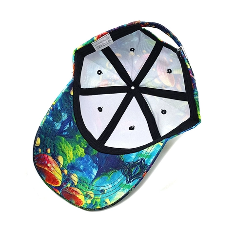 Baseball Cap Polyester Colorful Magic Mushroom Print Psychedelic Forest Curved Brim Adjustable Sun Hat For Men Women
