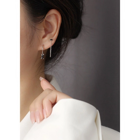 Minimalist Geometric Rectangular Zirconia Dangle Hoop Earrings With 925 Sterling Silver For Men And Women Daily Style