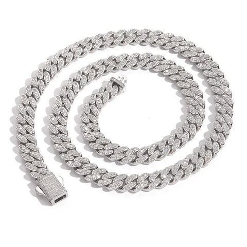 Κολιέ Με Αλυσίδα Hip Hop Cuban Link Χάλκινο Micro Inlaid Zircon Iced Out Κοσμήματα Επιχρυσωμένα Για Άνδρες Γυναίκες