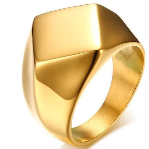 Anello A Sigillo Sfaccettato Geometrico Acciaio Inossidabile 316L Irregolare Lucido Moda Minimalista Nordica Per Uomini