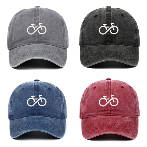 Casquette De Baseball En Coton Lavé Broderie Vélo Infini Ajustable Vintage Dad Hat Protection Solaire Unisexe