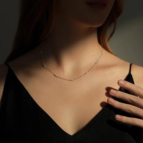 Collana Girocollo In Argento Sterling 925 Con Zircone Scintillante Per Donna Catena Per Clavicola Elegante