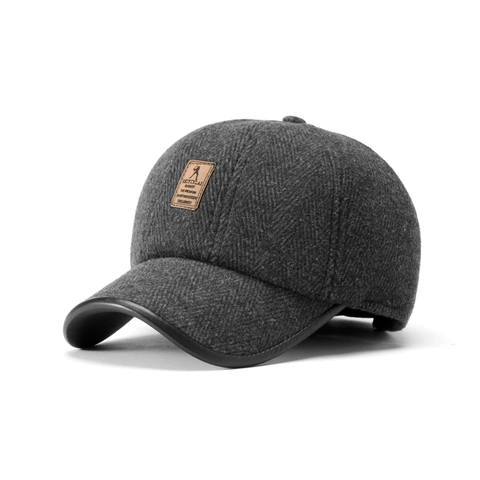 Retro Visgraat Tweed Honkbalpet Dikke Warme Oorbescherming Wintermuts Winddicht Outdoor Voor Heren Vaders